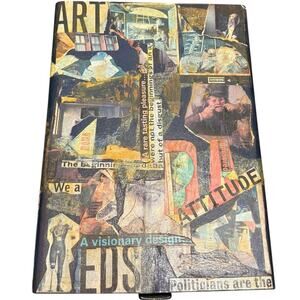 Small, Handmade Wooden Box Decorated with a Collage of Paper Clippings